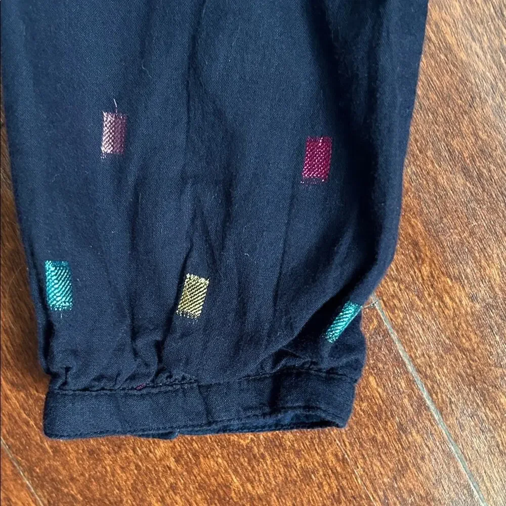 GAP Kid’s Navy Long Sleeve Dress with Colorful Metallic Accents, Size Medium
